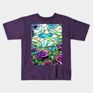 Stained Glass Roses Kids T-Shirt